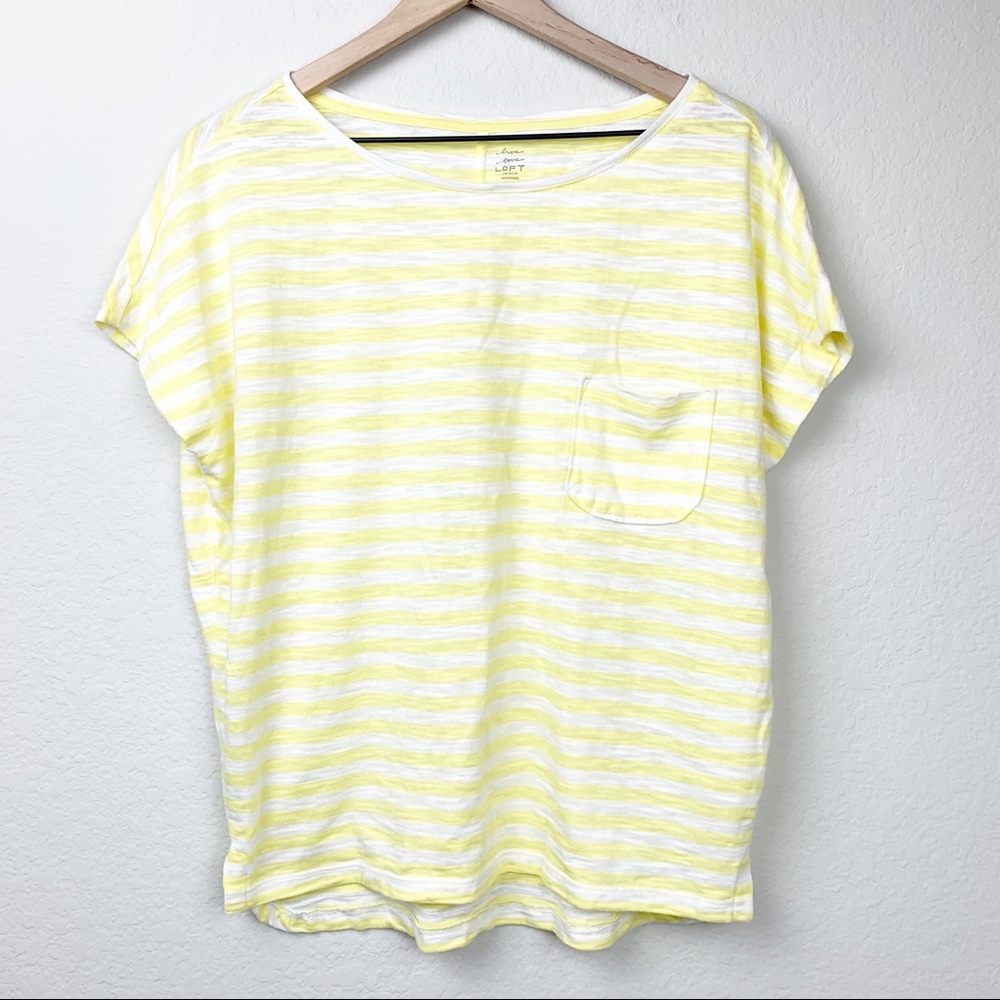 Loft Yellow White Striped Tee Shirt Medium 3/$25